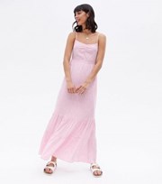 New Look Pink Floral Strappy Tiered Maxi Dress